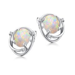 Opal silver earrings