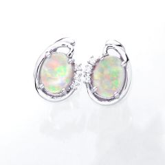 Opal silver earrings