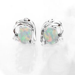 Opal silver earrings