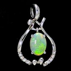 Opal silver pendant