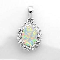 Opal silver pendant