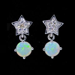 Opal silver earrings