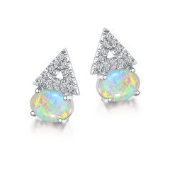 Opal silver earrings