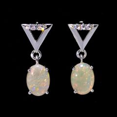 Opal silver earrings