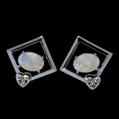 Opal silver earrings