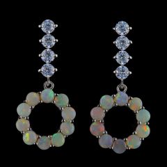 Opal silver earrings