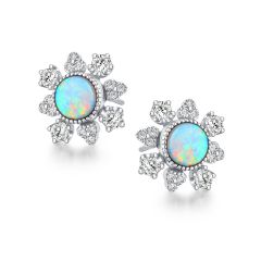 Opal silver earrings